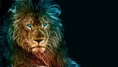 Papier peint  Lion 3D en couleurs