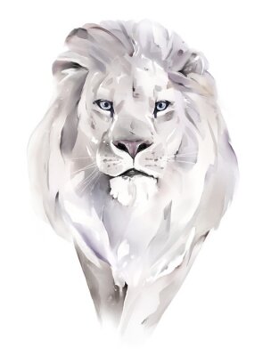 Papier peint  Lion majestueux sur fond clair