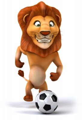 Lion qui joue au ballon
