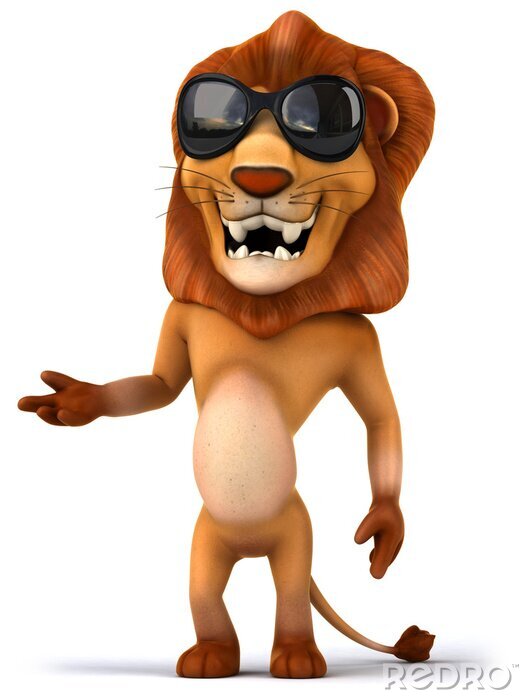Papier peint  Lion souriant portant des lunettes
