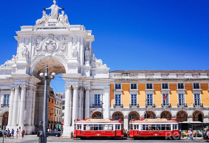 Papier peint  Lisbonne tramway devant l'Arc de triomphe