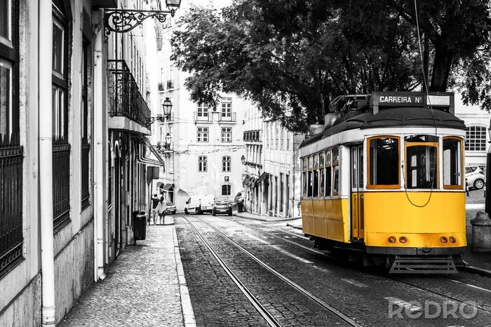 Papier peint  Lisbonne trawmay jaune