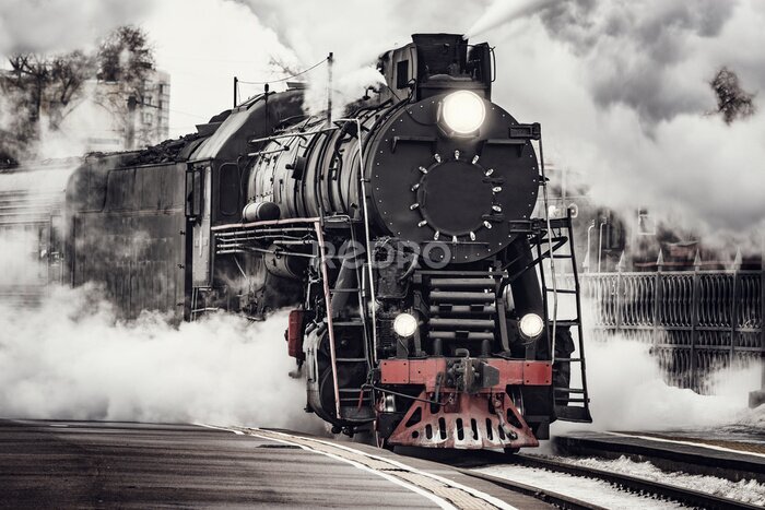 Papier peint  Locomotive à vapeur à la gare