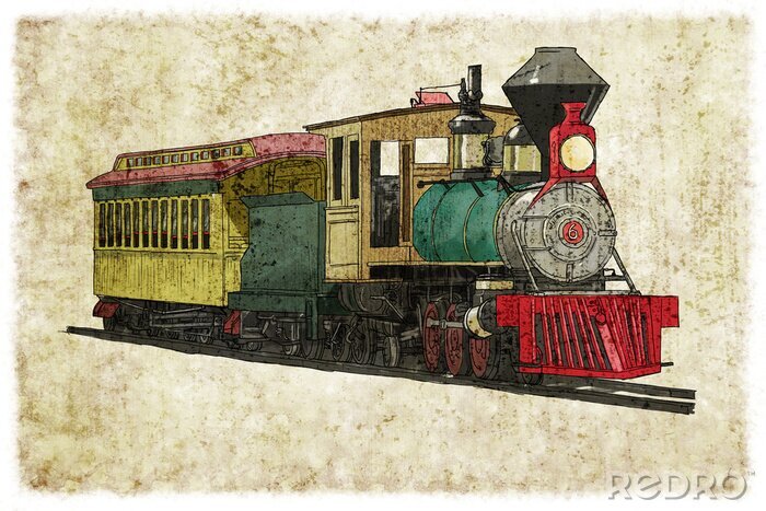 Papier peint  Locomotive colorée train peinture