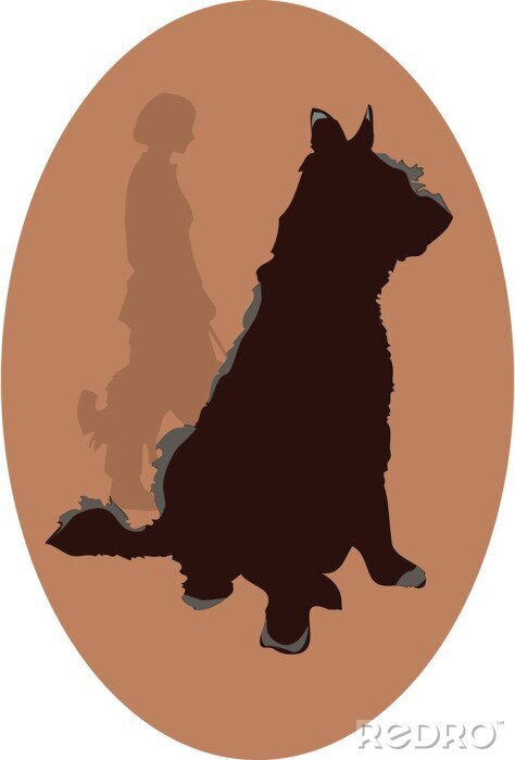 Papier peint  logo du chien avec une femme silhouette - vecteur EPS 10 transparents
