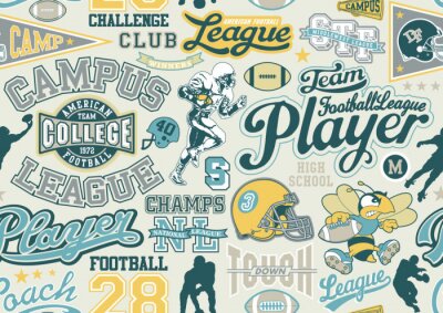Papier peint  Logos sportifs dans un style vintage