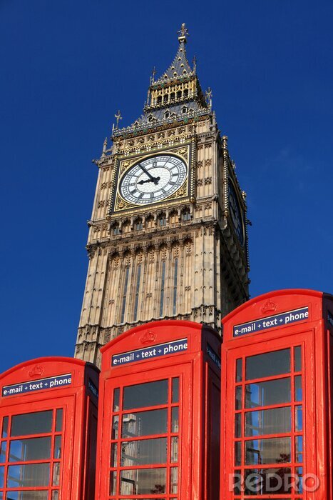 Papier peint  Londres Big Ben et cabines téléphoniques