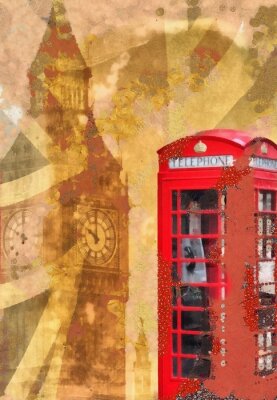 Papier peint  Londres cabine téléphonique rétro