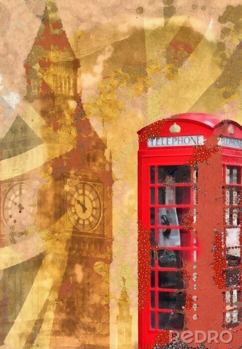 Papier peint  Londres cabine téléphonique rétro