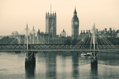 Papier peint  Londres et le Parlement en sépia