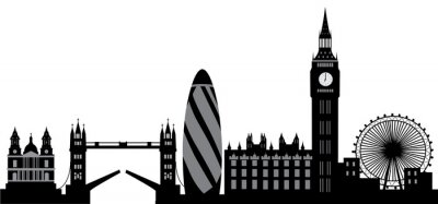 Papier peint  Londres skyline en noir et blanc