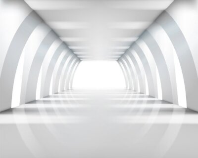 Papier peint  Lumière au bout d'un tunnel blanc