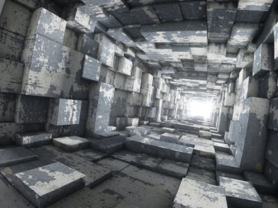 Papier peint  Lumière dans un tunnel géométrique