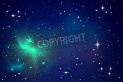 Papier peint  Lumière verte et étoiles