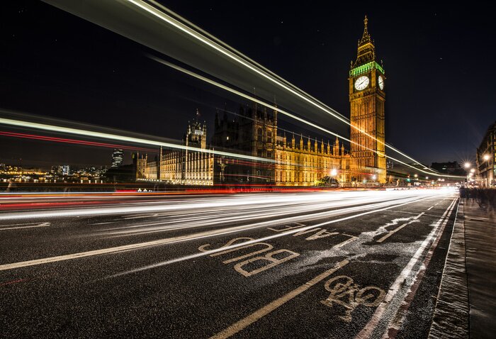 Papier peint  Lumières floues sur un pont à Londres