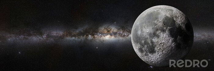 Papier peint  Lune dans la galaxie avec la Voie lactée en arrière-plan