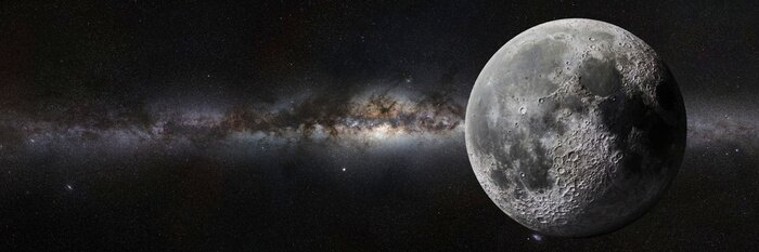 Papier peint  Lune dans la galaxie avec la Voie lactée en arrière-plan
