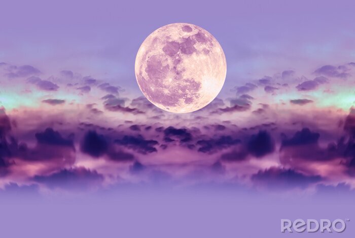 Papier peint  Lune de nuit avec un ciel dans un dégradé de violet en arrière-plan