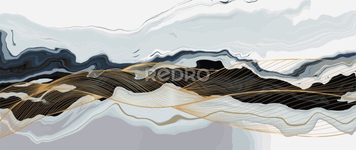 Papier peint  Luxury marble texture background design vector. Liquid marble texture with gold lines art creative wallpaper design for posters, business cards, invitation, art deco. vector illustration.