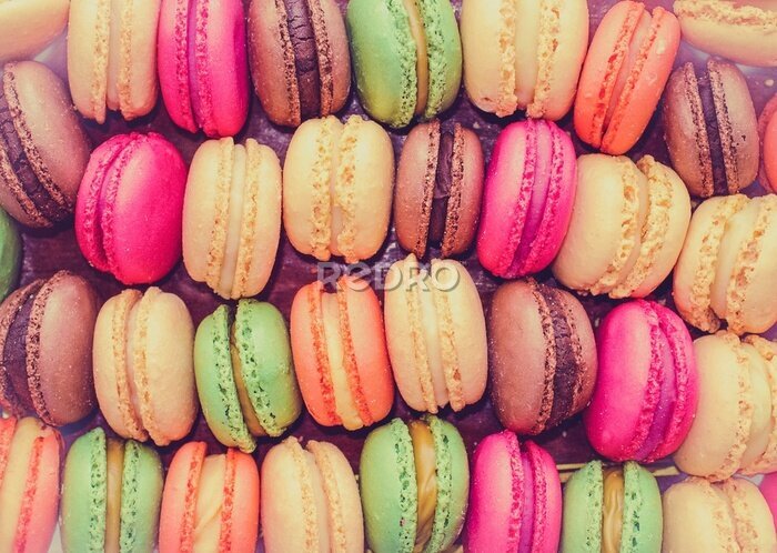 Papier peint  Macarons de différentes couleurs