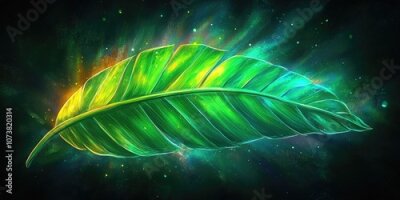 Papier peint  Macro shot of a strelitzia reginae leaf, Close-up of a bird of paradise plant leaf