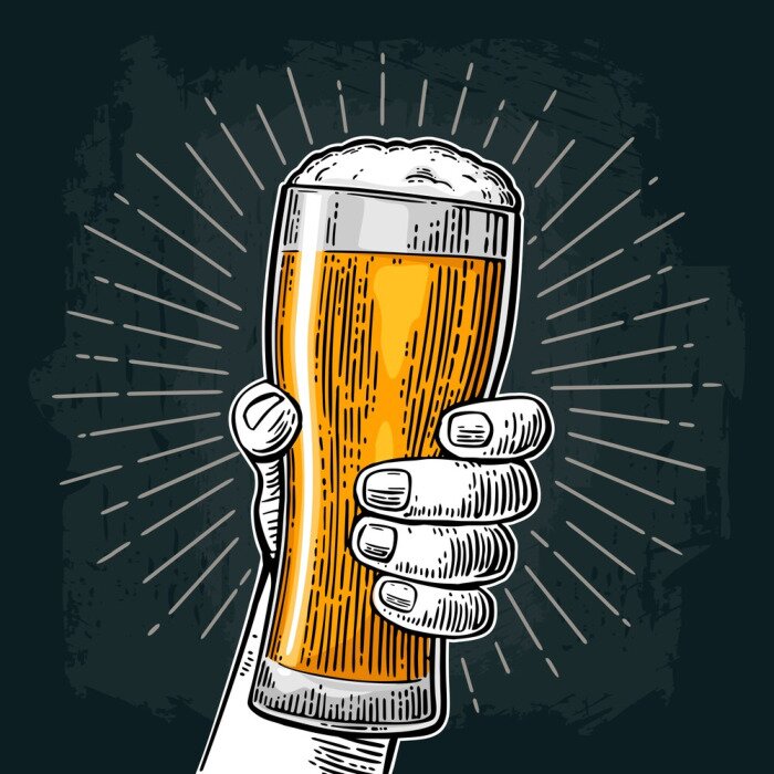 Papier peint  Main masculine tenant du verre de bière. Né pour boire de la bière