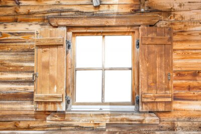 Papier peint  Maison en bois avec une fenêtre