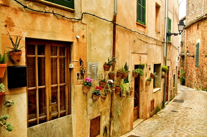 Papier peint  Maison fleurie