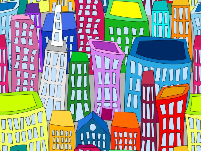 Papier peint  Maisons abstraites colorées