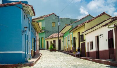 Papier peint  Maisons basses et colorées à Cuba
