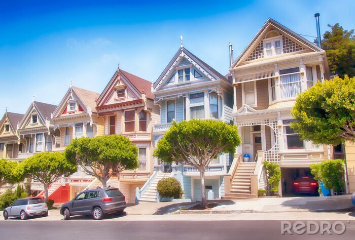 Papier peint  Maisons colorées banlieue de San Francisco