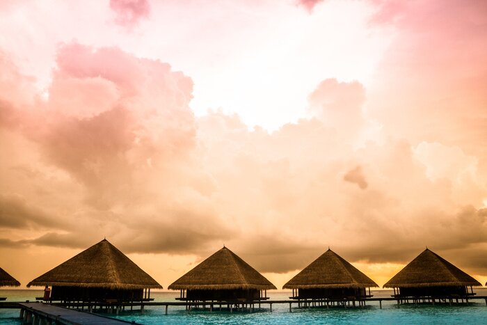 Papier peint  Maisons en bois baie d'azur