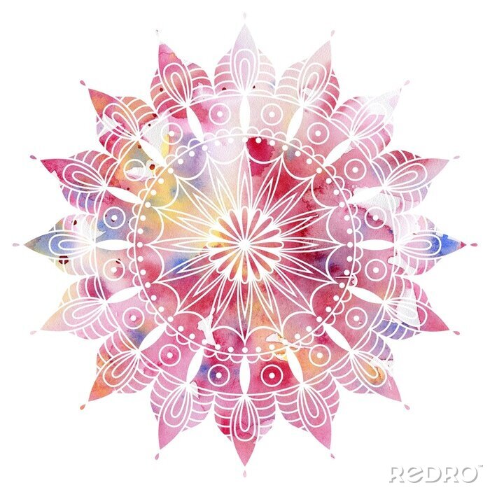 Papier peint  Mandala à l'aquarelle colorée