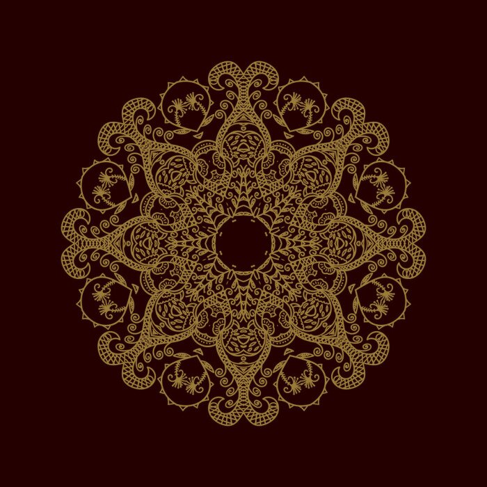 Papier peint  Mandala jaune sur fond brun