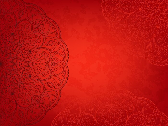 Papier peint  Mandala oriental sur fond rouge