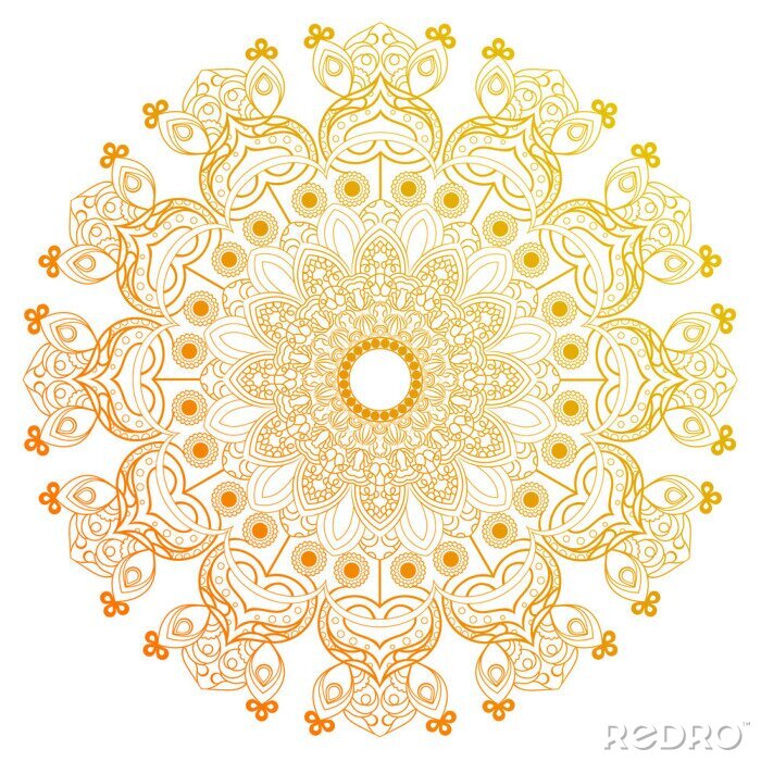 Papier peint  Mandala rond jaune