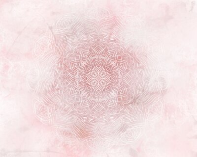 Papier peint  Mandala sur fond rose clair