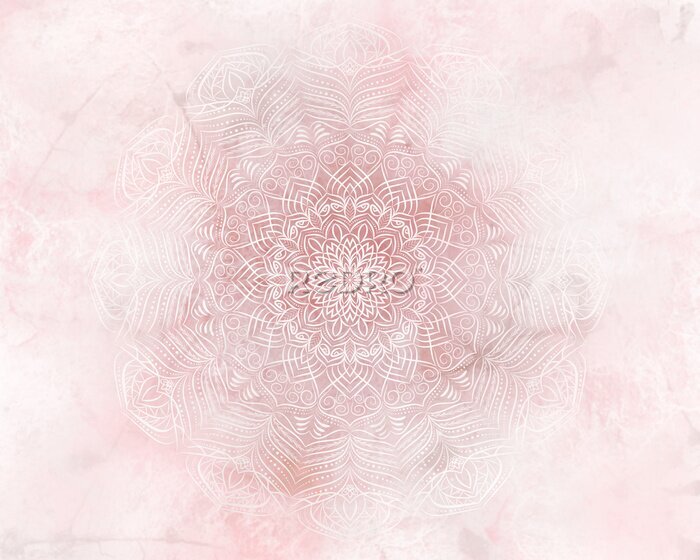 Papier peint  Mandala sur fond rose clair