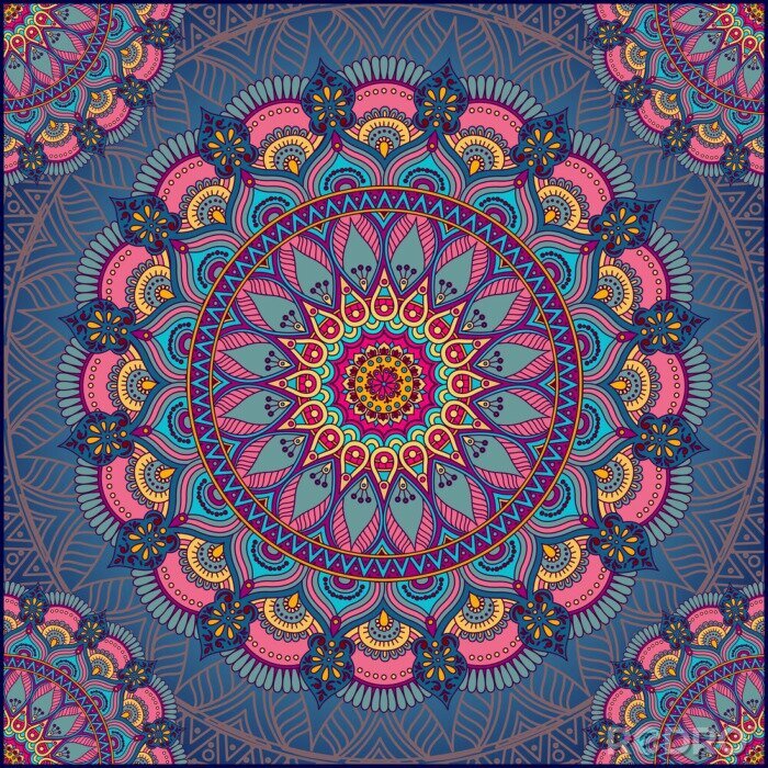 Papier peint  Mandala teintes de couleur