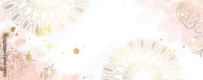 Papier peint  Mandalas et fleurs sur fond aquarelle