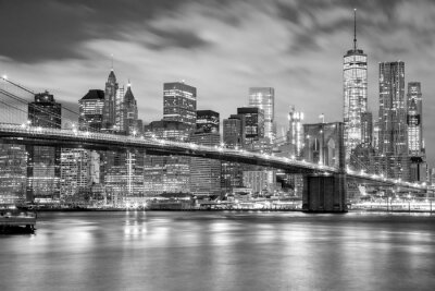 Papier peint  Manhattan et pont de Brooklyn noir et blanc, New York
