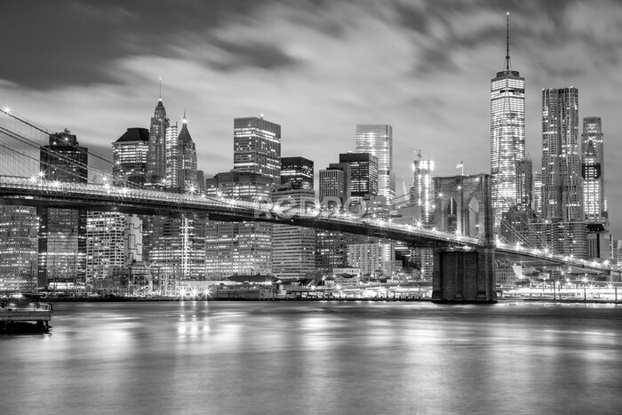 Papier peint  Manhattan et pont de Brooklyn noir et blanc, New York