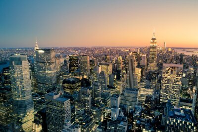 Manhattan New York City Cityscape horizon au crépuscule