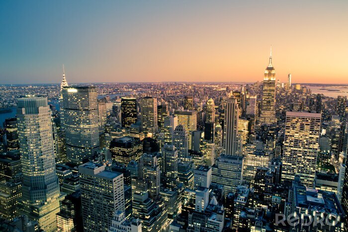 Papier peint  Manhattan New York City Cityscape horizon au crépuscule