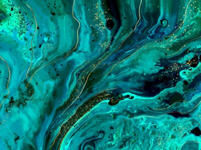 Papier peint  Marbre abstrait dans les tons de vert
