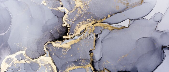 Papier peint  Marbre gris avec de l&#39;or