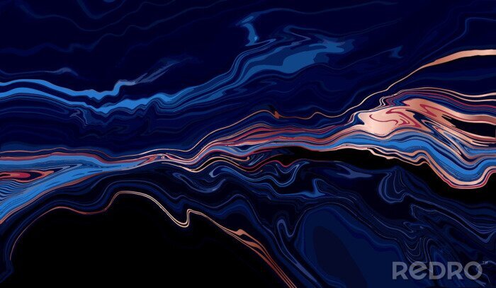 Papier peint  Marbre liquide bleu foncé comme une rivière