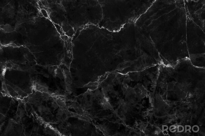 Papier peint  Marbre noir avec des décorations blanches