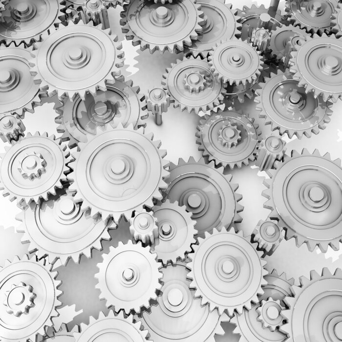 Papier peint  Mécanisme blanc avec des engrenages
