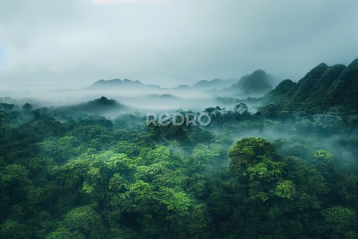 Papier peint  Mer de brouillard au-dessus d'une forêt tropicale